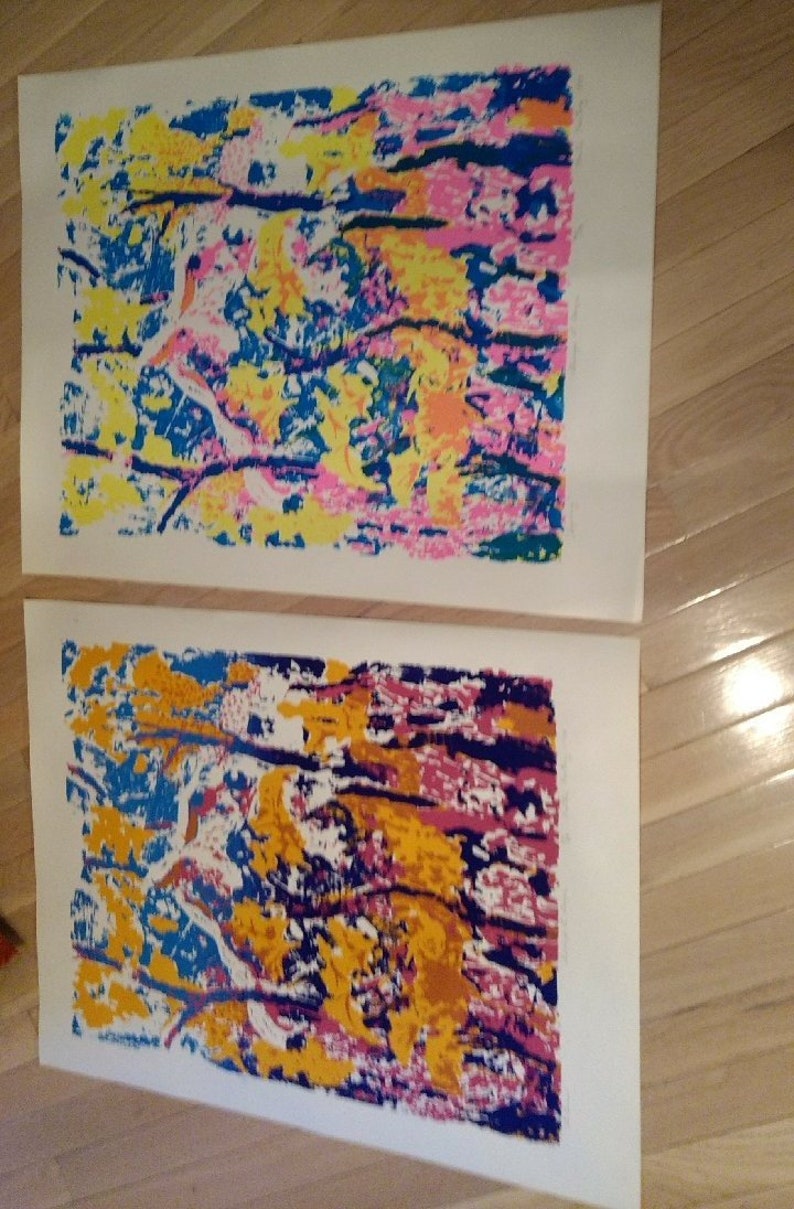 1970s Vintage Screen Prints 22x28 Spring & Autumn Signed Etsy
