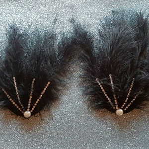 Feather fan Nipple pasties sexy burlesque stripper festival sizes S M L reusable