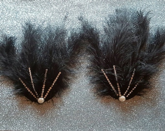 Feather fan Nipple pasties sexy burlesque stripper festival sizes S M L reusable