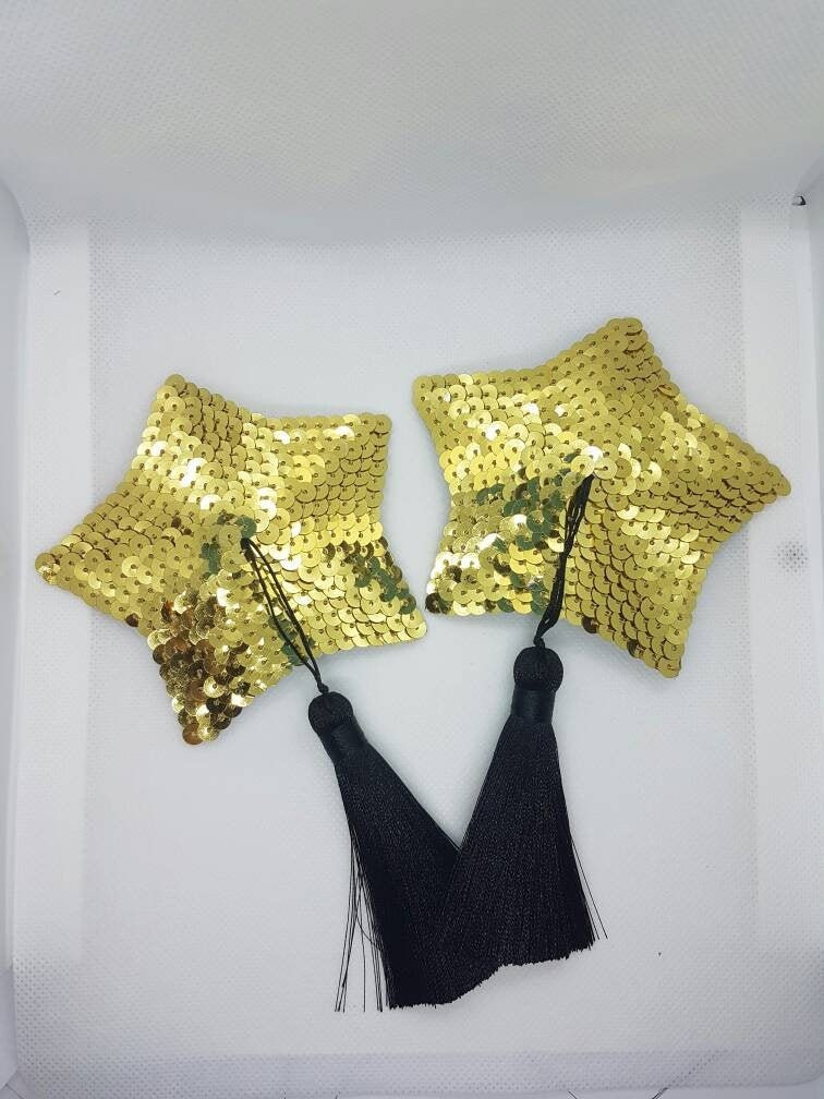 Cache tétons burlesques nippies pasties étoiles sequin rouge original burlesque