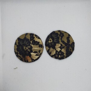 Gold black lace gem nippies burlesque pasties
