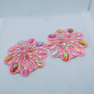 Pink flower rhinestone nippies crystal burlesque pastie festival costume