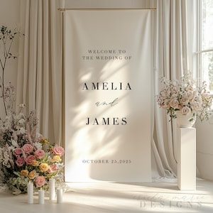 Fabric Wedding Welcome Sign | Modern Wedding Welcome Sign | Fabric Linen Custom Wedding Sign | Wedding Welcome Sign | Wedding Ceremony Sign