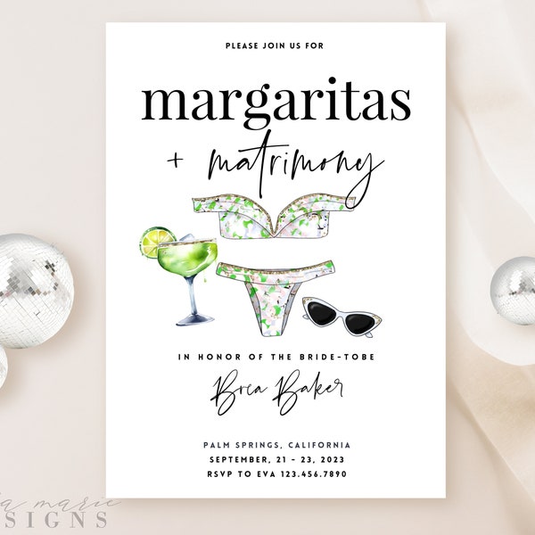 Margs and Matrimony | Margs and Matrimony Invite | Margs and Matrimony Invitation | Bachelorette Party | Bach Party Invitation | Bridal