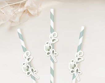 Greenery Straws | Greenery Theme | Bridal Shower | Birthday Party | Baby Shower | Eucalyptus | Vines