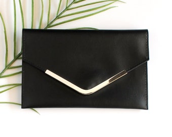 Faux Leather Envelope Clutch | Women's Handbag | Minimal Envelope Clutch | Handmade Clutch | Gift Idea for Her | Small Vegan Leather Purse