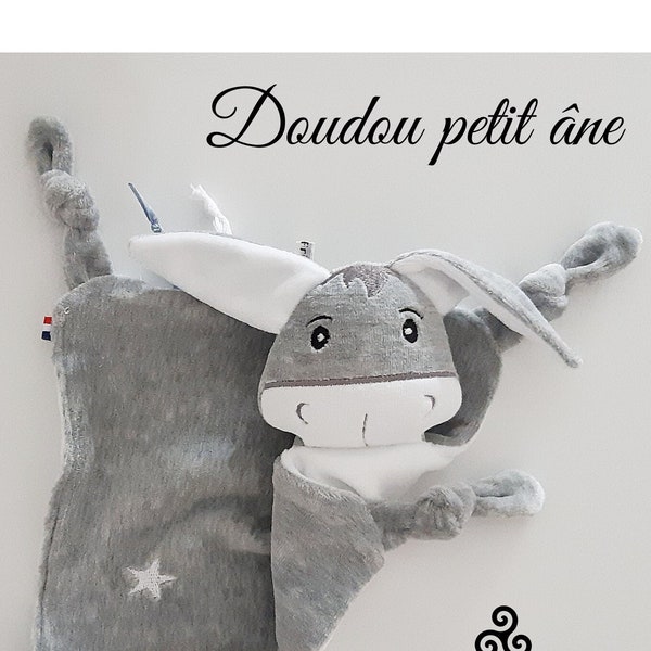 Doudou little customizable donkey fabrics OEKO-TEX novelty artisanal creation baby gift birth