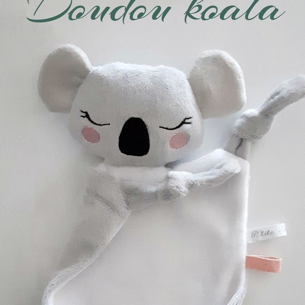 Doudou koala  tissus OEKO TEX personnalisable made in France cadeau naissance bébé