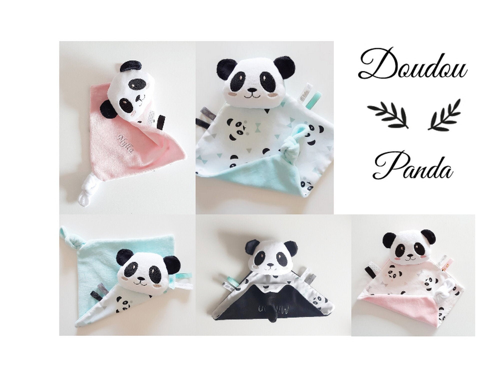 Doudou Plush Baby Water Green Panda Or Black Etsy