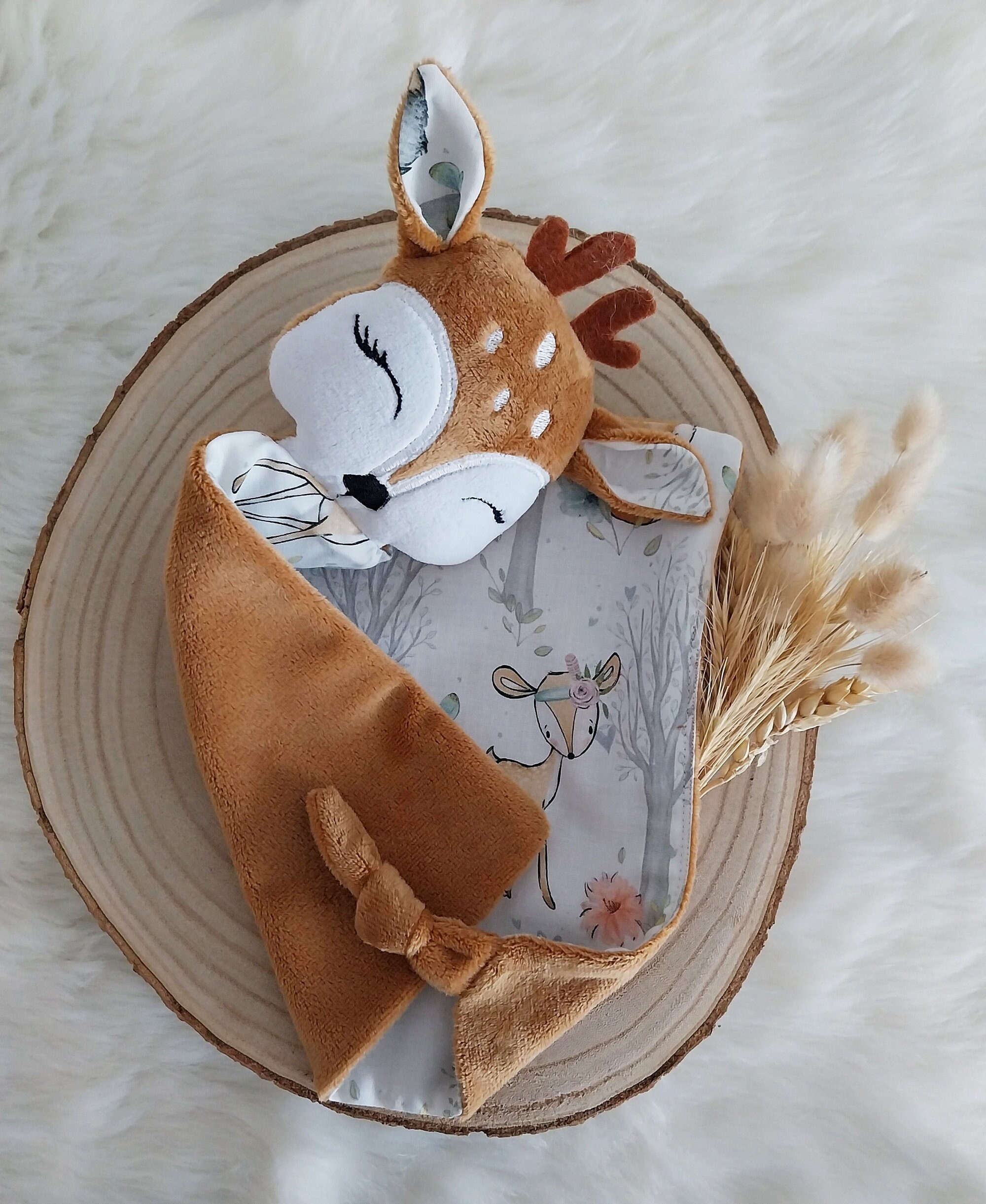 Doudou de naissance Biche grège et roux, Fille