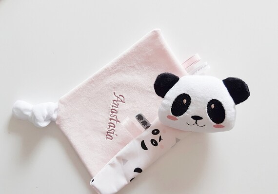 Doudou Peluche Bebe Panda Vert D Eau Ou Noir Etsy