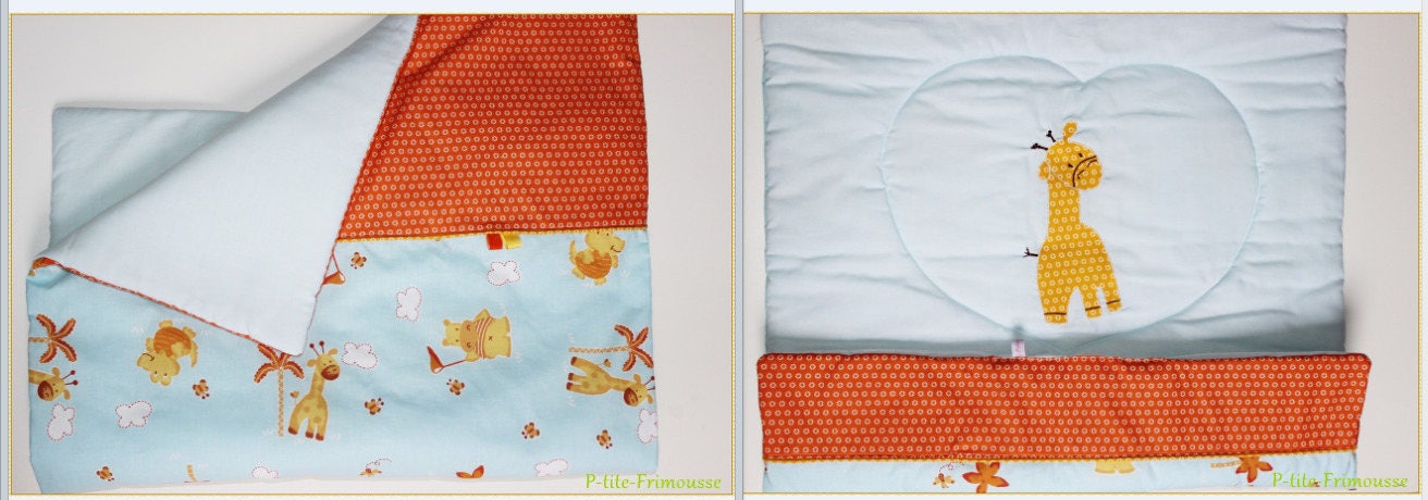 Couverture/Édredon Thème Savane Pour Lit 60/120 Coton Doublé Ouatine 2 cm.