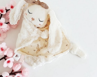 Doudou lapin fourrure personnalisé