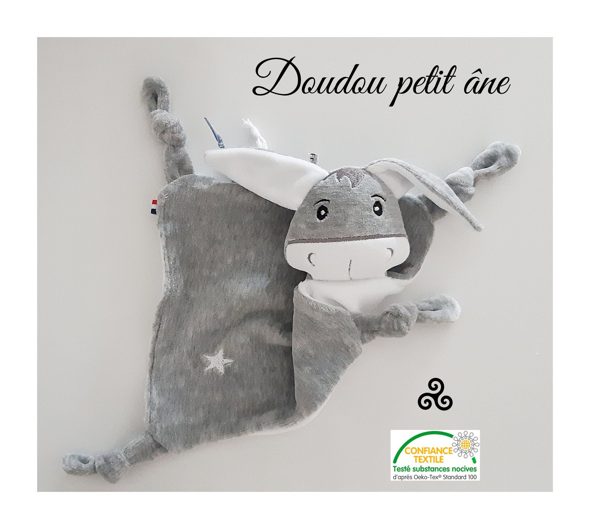 Doudou Lapin Gris Nattou Personnalisé