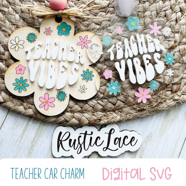 Teacher Vibes Car Charm SVG / Archivo digital