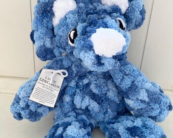 Finger Knit Blue Dino Snuggler
