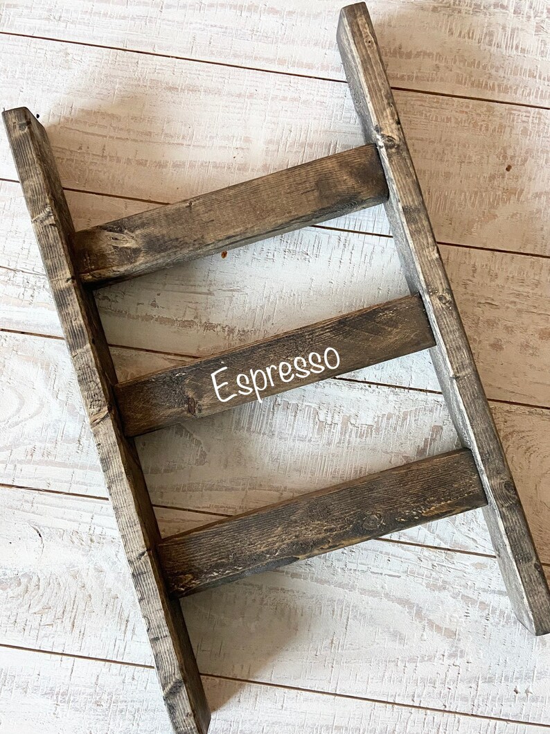 Kitchen Towel Ladder  Bathroom Towel Ladder  Farmhouse Decor Expresso Stain