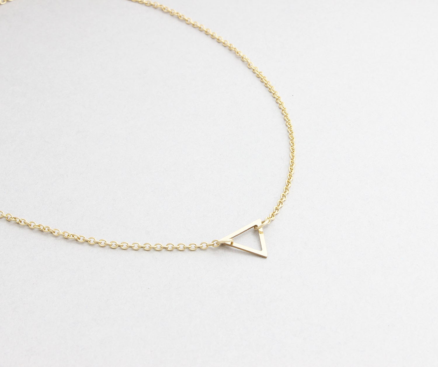Gold filled tiny triangle necklace minimal delicate | Etsy