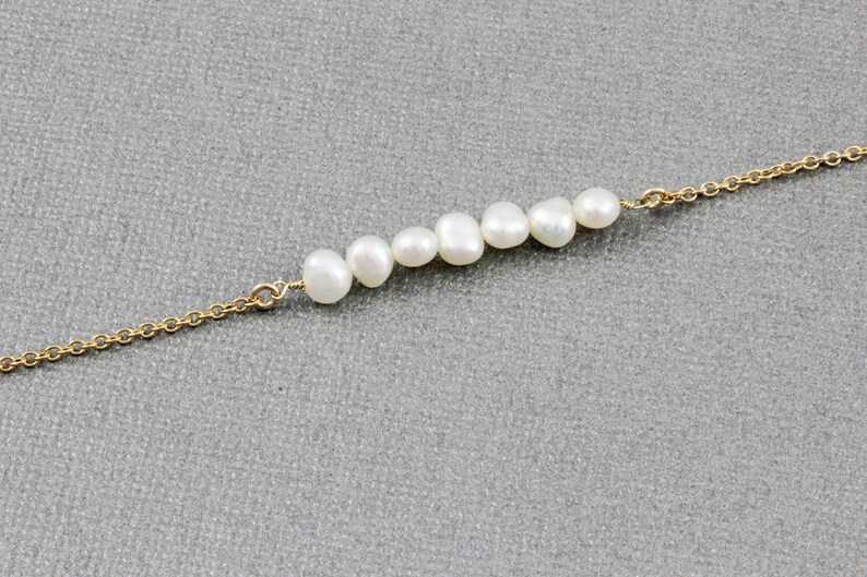 Long Pearl Bar Necklace Sterling Silver Gold Filled Pearl | Etsy