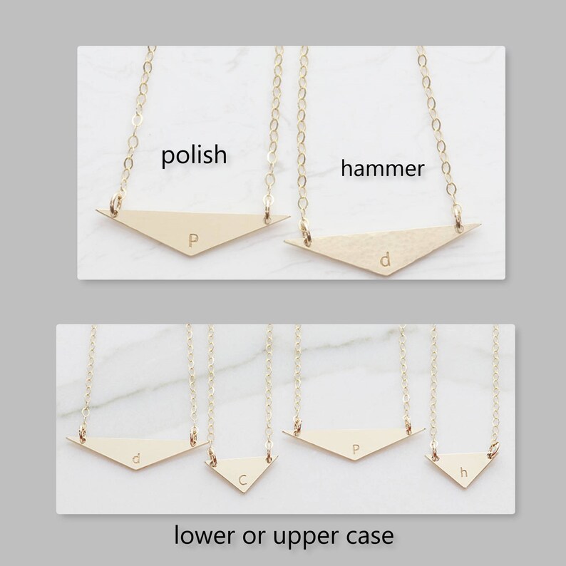 Bridesmaid Gift Name Plate Necklace Gift for her Initial Large Triangle Necklace Wide Personalized Initial Necklace Tri OD 13.9