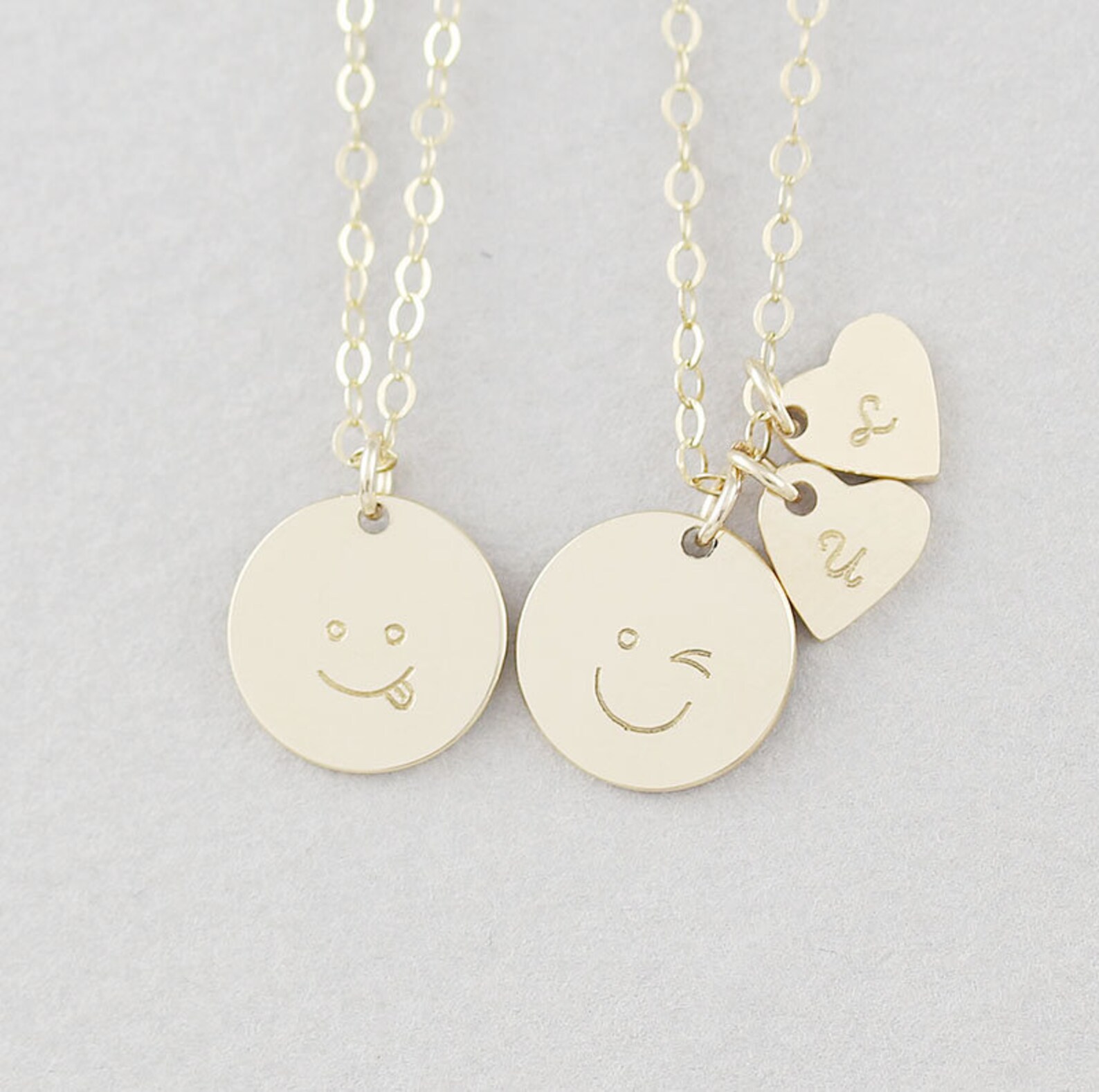 Emoji Necklace Friendship Necklace Kissing face Necklace Etsy