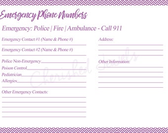 emergency contact etsy
