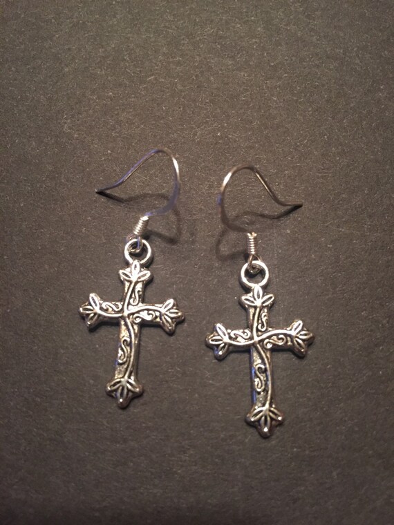 Items similar to Cross dangle earrings on Etsy