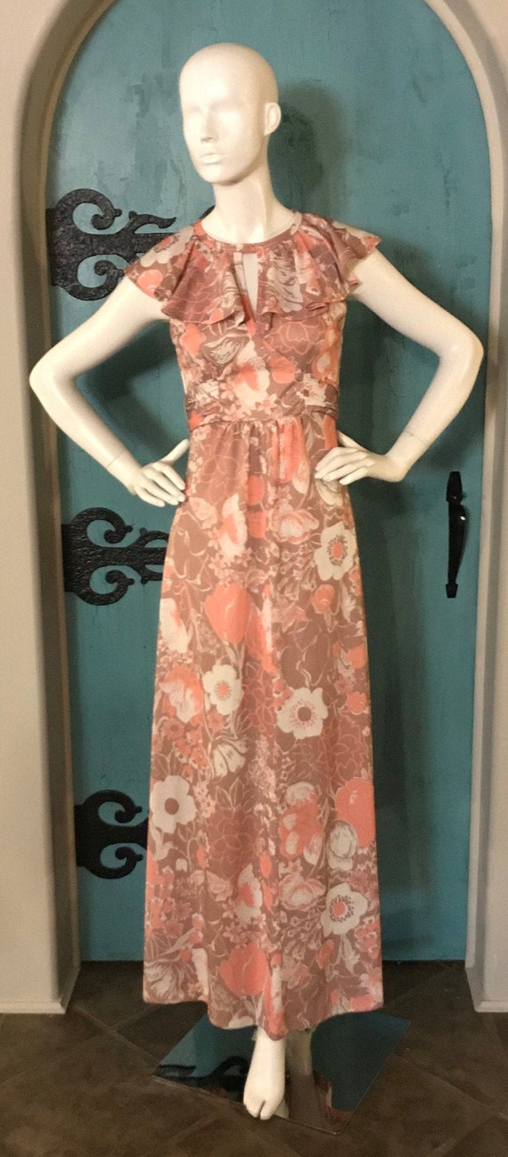 1960s Floral Maxi Dress