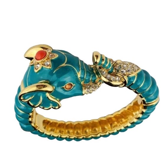 Vintage Kenneth Jay Lane Elephant Bracelet Cuff B… - image 3