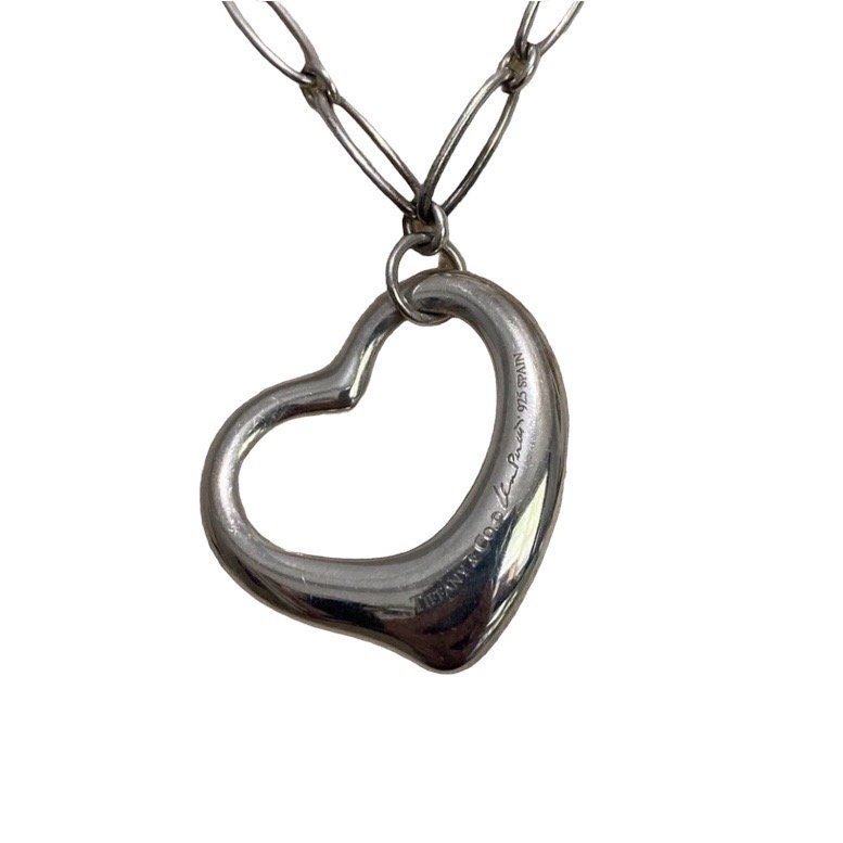 Vintage Tiffany XL Open Heart Necklace - Etsy