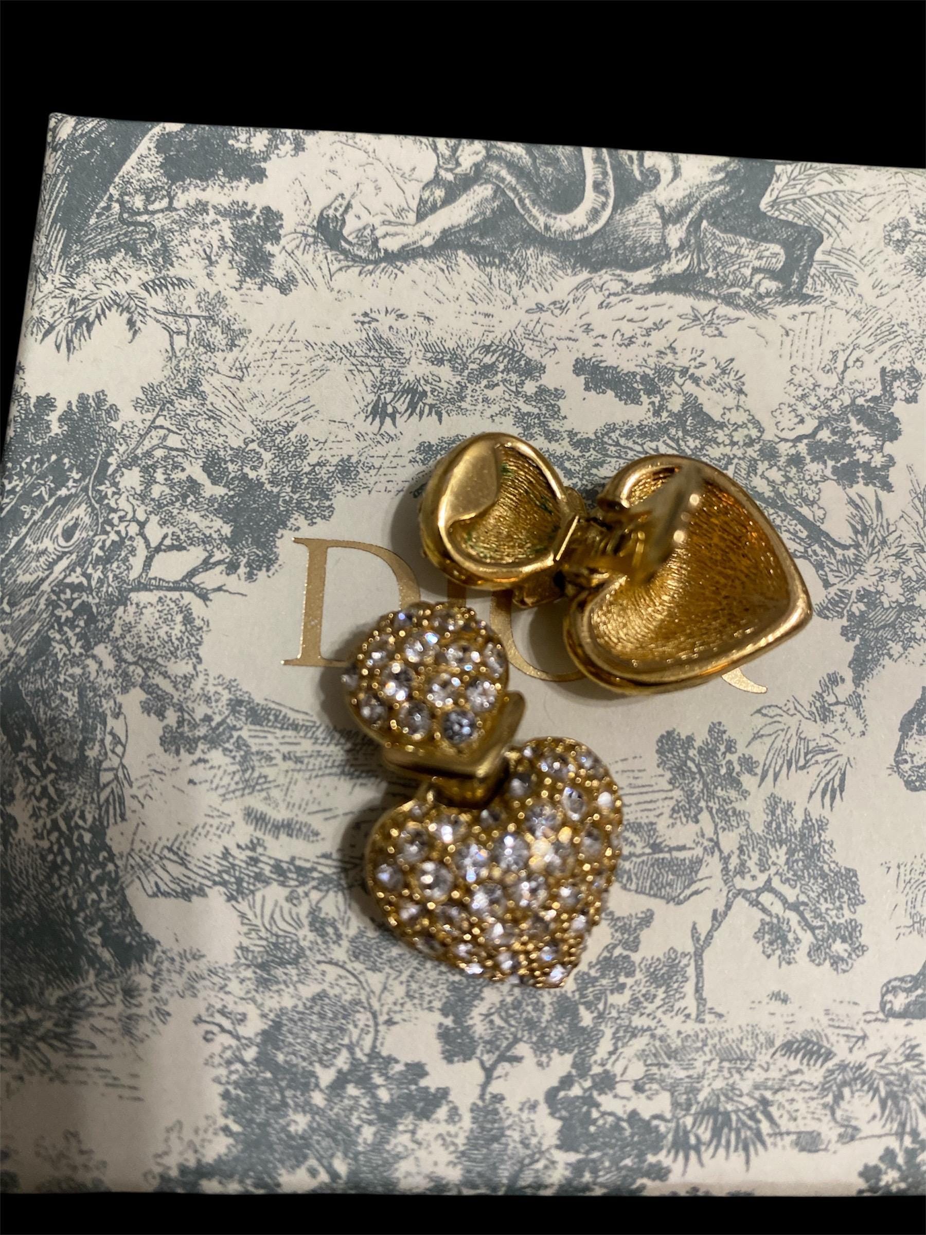 Christian Dior Vintage Heart Clip on Earrings - Etsy