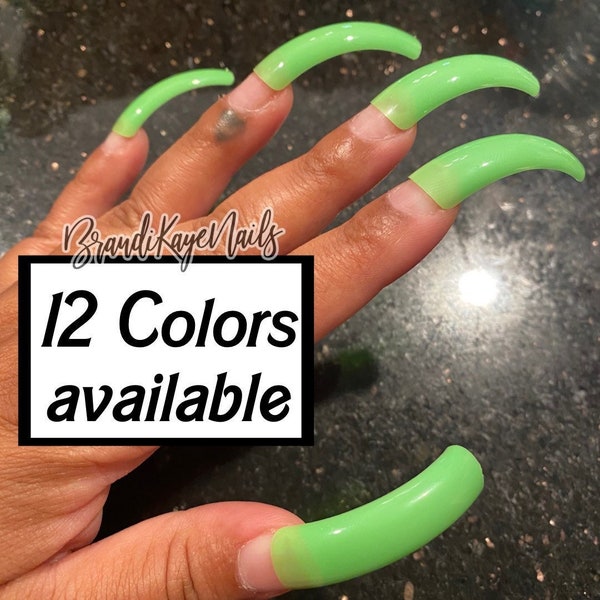 The Coko Curve - 20pc Colored 90's Curve Nail Tips Full Well Curved Nails Tips Colorful