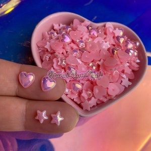 Tiny AB Hearts and Stars Mix Nail Charms Cabochon Hearts 5g - You Pick Color