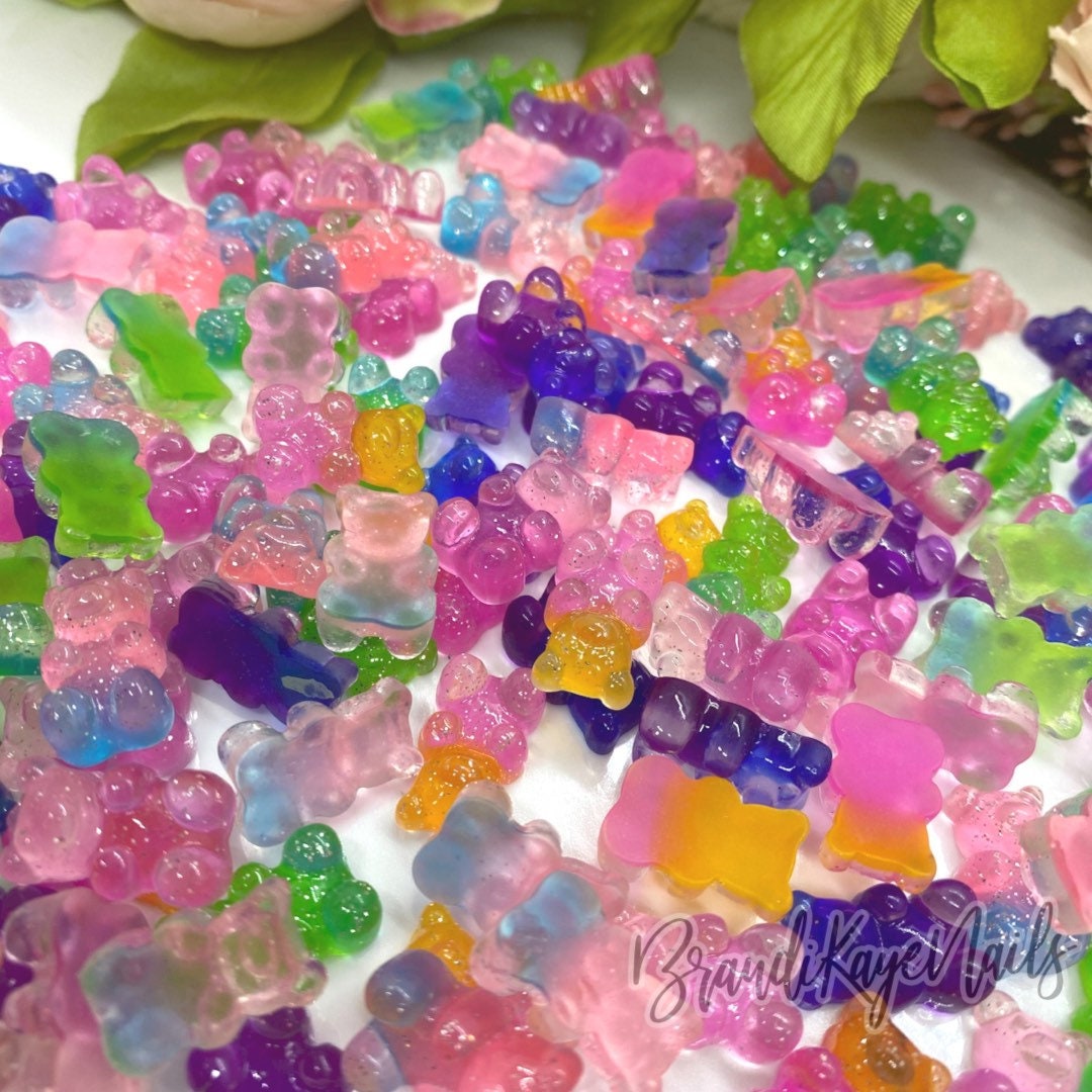 12 Mini Gummy Bear Nail Charms 