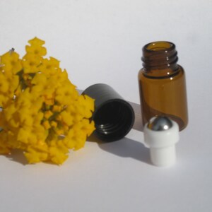 72 - 2ml Amber Glass Roll On roller bottles with Stainless Steel rollers for essential oils and perfumes - doterra young living sample bottl