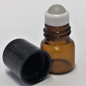 144 Empty Mini 1mL Amber Glass with SUPERIOR GLASS or STAINLESS steel Roller Ball Bottles Roll-on Bottles 1/4 Dram Rollon Essential Oil