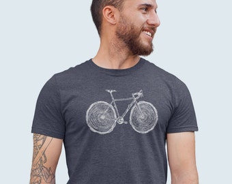 Sequoia Wooden Tree Cyclocross Bike | Cycling Shirt | Gift for Daddy | Mountain Biking | Wood Slice Tee | Gravel Bike Thirt | Wood Rings