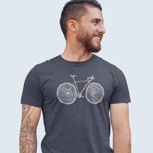 Sequoia Wooden Tree Cyclocross Bike | Cycling Shirt | Gift for Daddy | Mountain Biking | Wood Slice Tee | Gravel Bike Thirt | Wood Rings