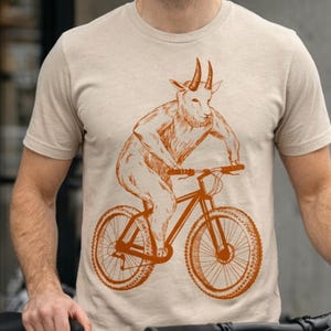Mountain Goat Riding Bike Shirt | Minimalist MTB Graphic Tee | Funny Cyclist Gift