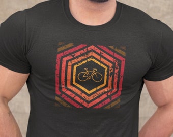 Hexagons and Bicycle T-Shirt Men's & Women's | Cycling jersey Vintage Shirt Adventure Tshirt Hipster gift for men