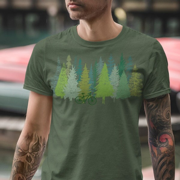 Cyclisme Pine Tree T-Shirt Hommes | T-Shirt Arbre Pin | Jersey Vélo Montagne | Esprit Aventure | Vtt Vélo Tshirt