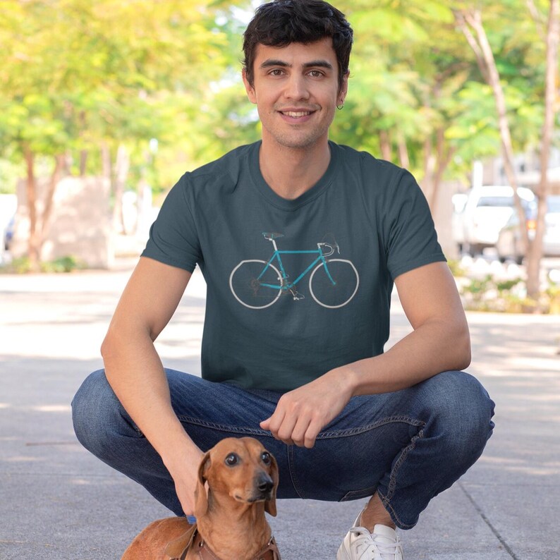 Vintage Bicycle T-Shirt | Blue Bike Graphic Tee, Cyclist Gift image 4