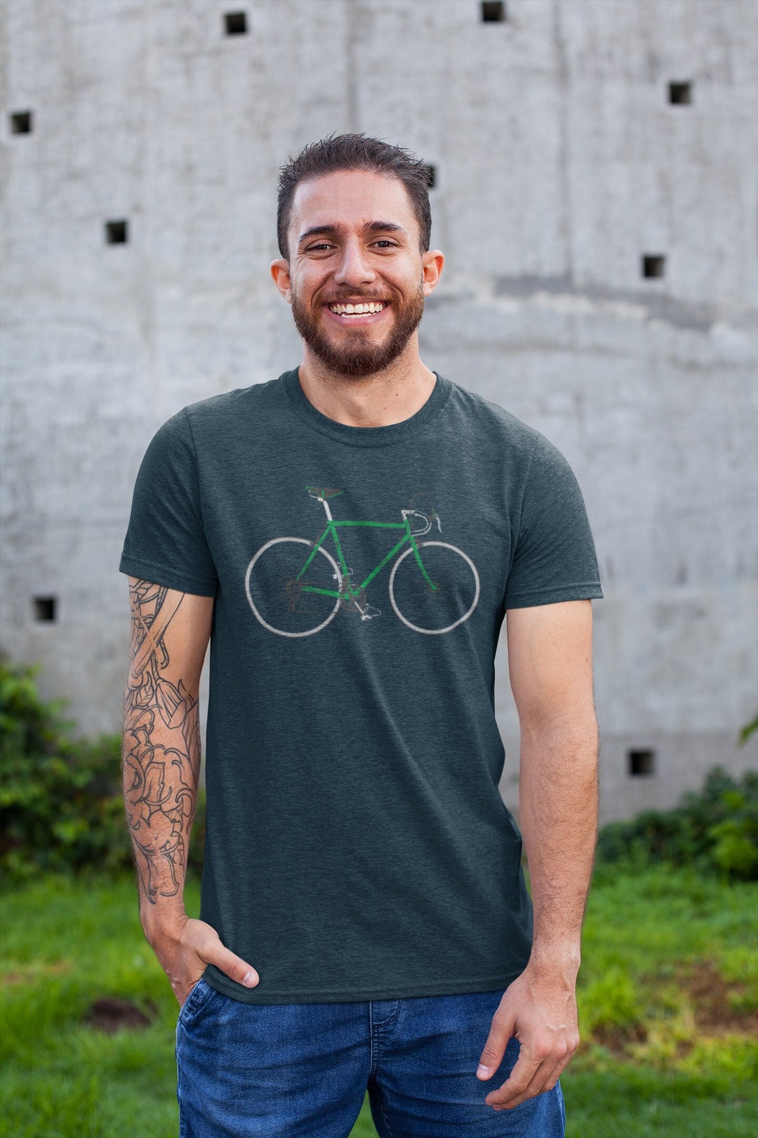 Simple Vintage Bicycle Green Shirt Cycling Shirt Dads Gift - Etsy