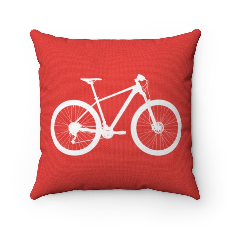Mountain Bicycle Square Throw Pillow Case Red and White