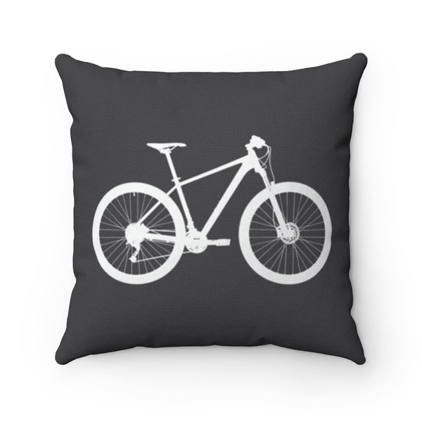 Mountain Bicycle Square Throw Pillow Case Charcoal Grey and White