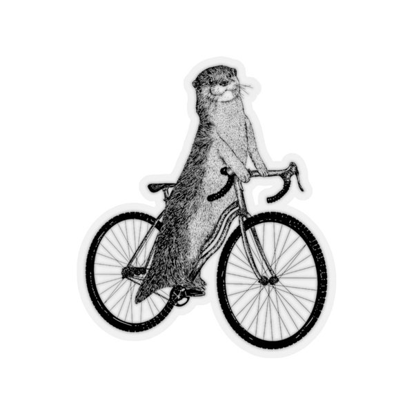 River Otter Riding a Bicycle Sticker | Cyclocross Bike | Gravel Bike Sticker | Bicycle Decals | Mountain Bike | Laptop Decoration