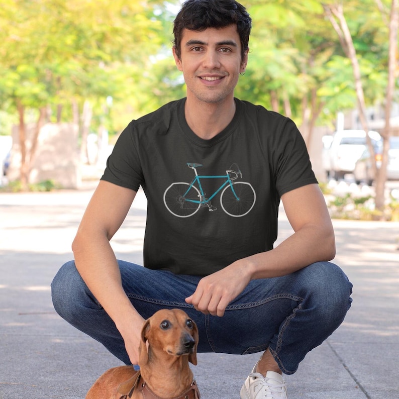 Vintage Bicycle T-Shirt | Blue Bike Graphic Tee, Cyclist Gift image 3