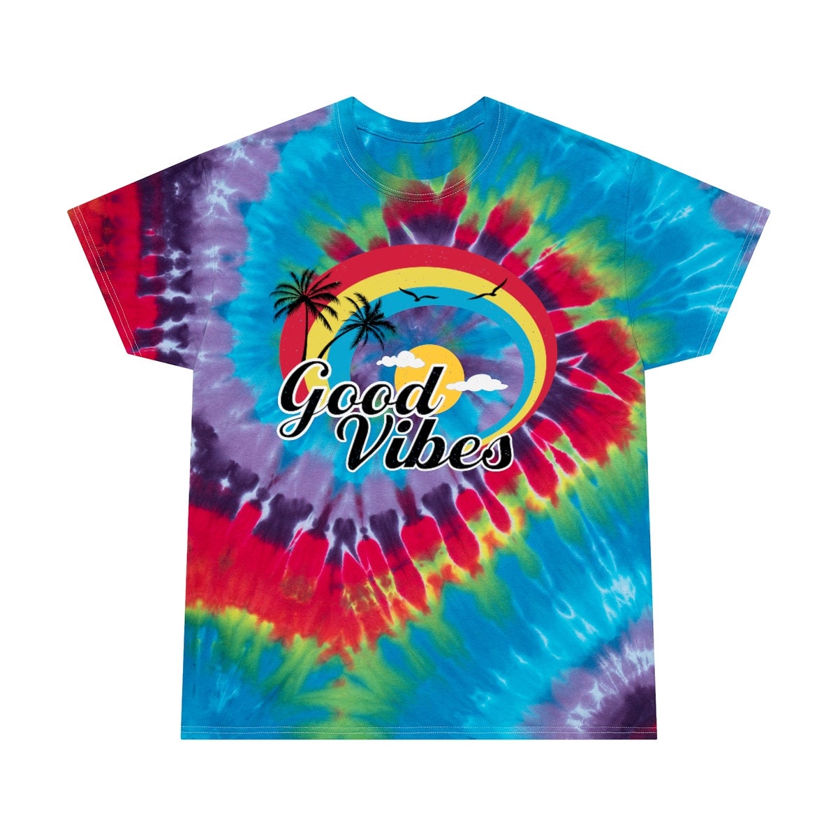Good Vibes Tie-Dye Cyclone T-Shirt Beach Surf Shirt | Etsy