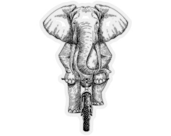 Elephant Riding Mountain Bike Sticker | Funny Animal Decal