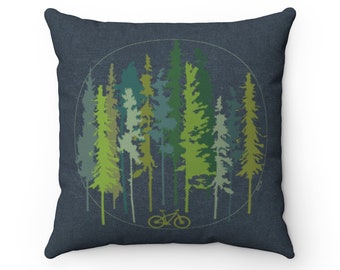 Housse de Coussin Vélo Montagne Forêt Sapins Rabougris
